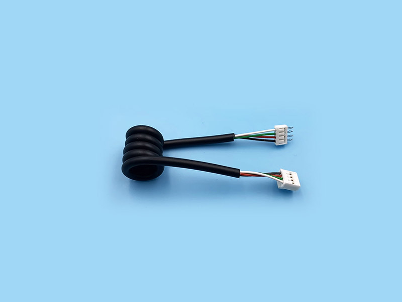 2.o間距 4Pin  黑色 TPU PVC 彈簧線數據線